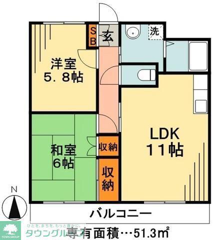 アーバンT(2LDK/2階)の間取り写真