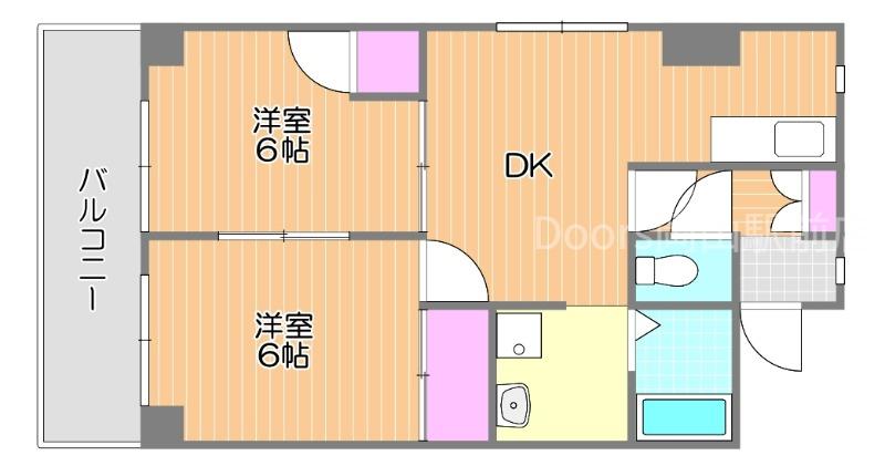 岡山二の丸ビル(2DK/4階)の間取り写真