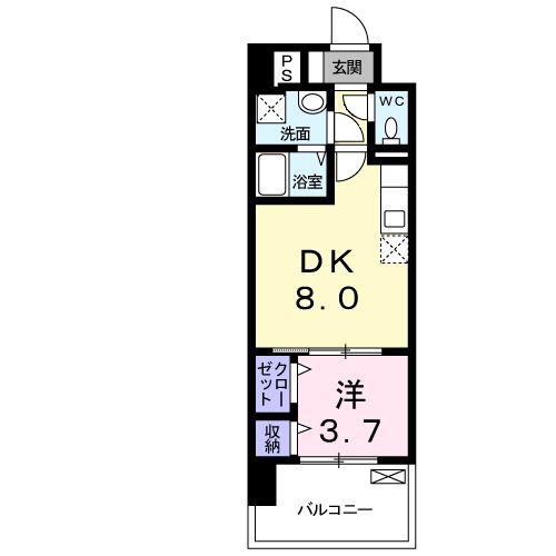アムールガーデン陣原(1DK/10階)の間取り写真