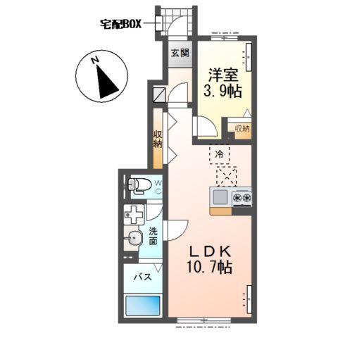 グランドアーク(1LDK/1階)の間取り写真