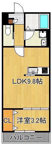 PATINA黒崎(1LDK/2階)の間取り写真