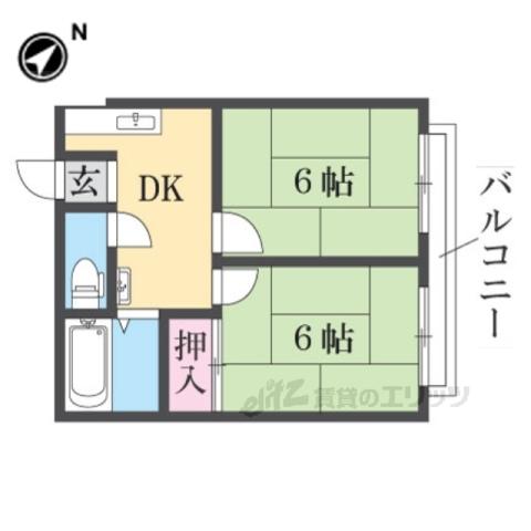 桃源台ハイツ(2DK/2階)の間取り写真