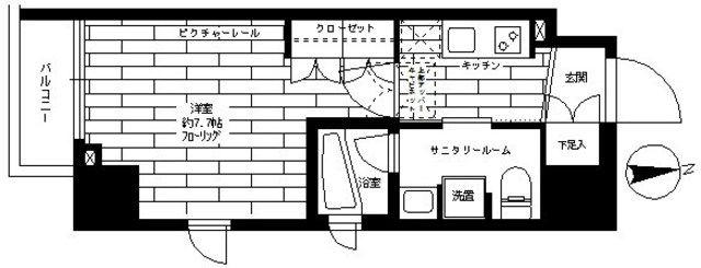 ステージグランデ新御徒町アジールコート(1K/6階)の間取り写真