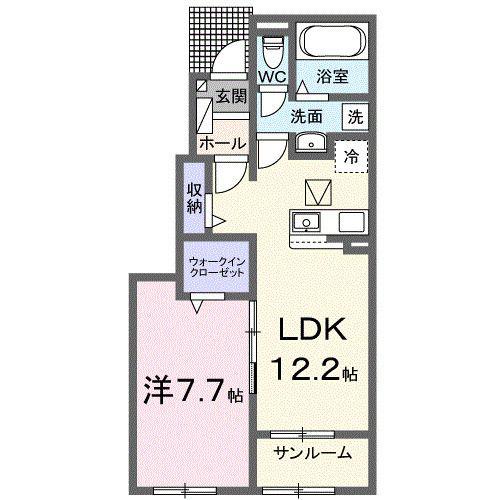 ボヌールI(1LDK/1階)の間取り写真