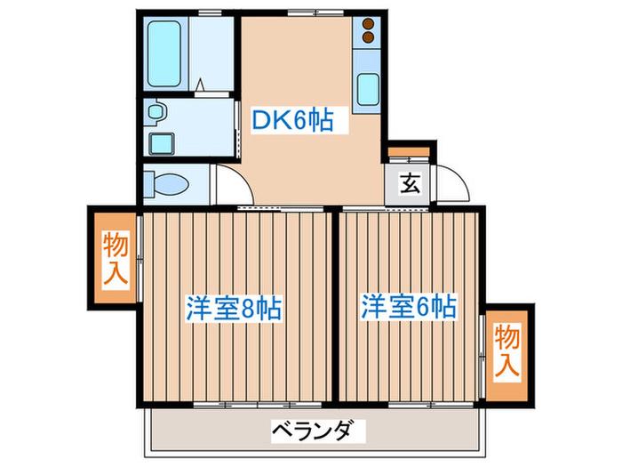 カーサあだち2号(2DK/1階)の間取り写真