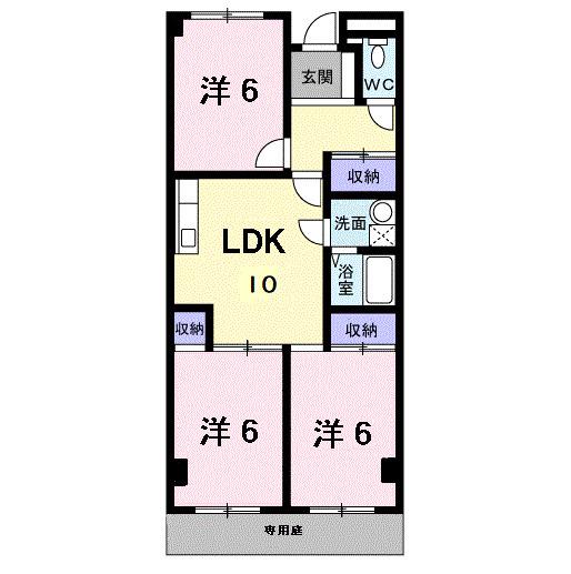 グリーンハイツ芝I(3LDK/1階)の間取り写真