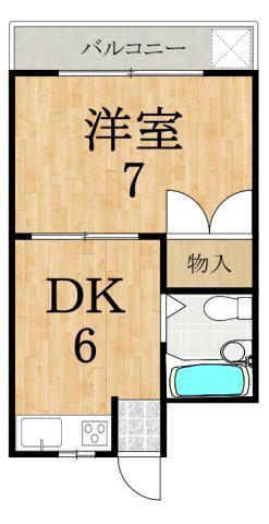 フローラ真菅(1DK/2階)の間取り写真