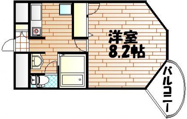 ルシェール(1K/2階)の間取り写真