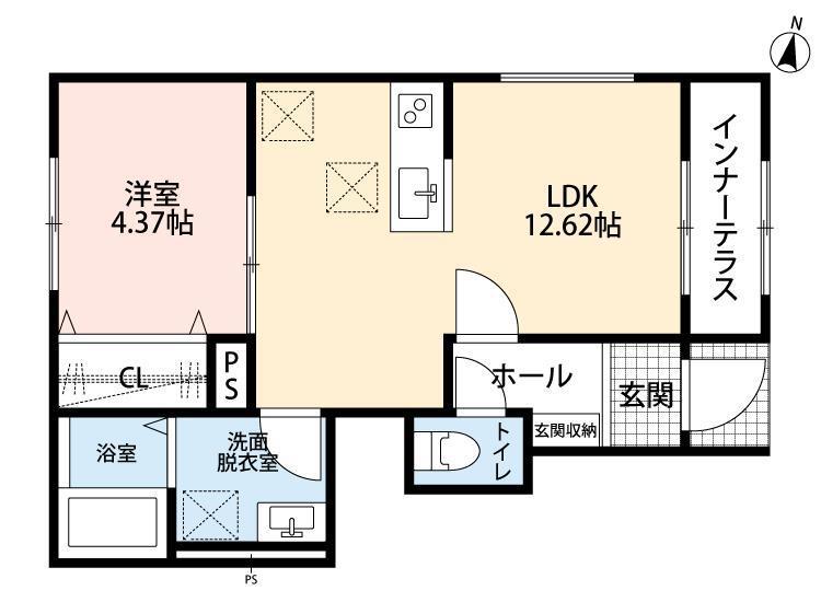 リーブルファイン練馬西大泉II(1LDK/1階)の間取り写真