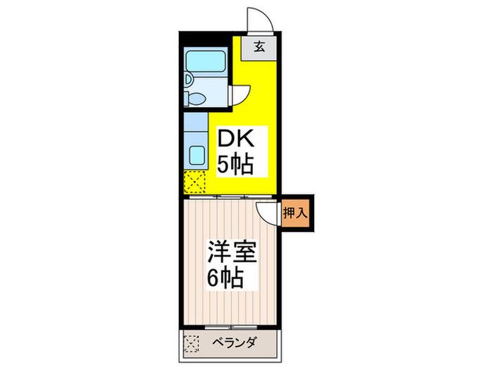 山本コーポ(1DK/3階)の間取り写真