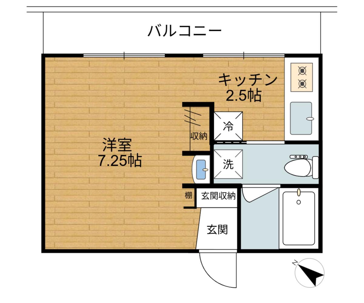 KDマンション駒場(ワンルーム/2階)の間取り写真