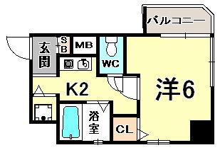 エステムコート神戸県庁前II(1K/9階)の間取り写真