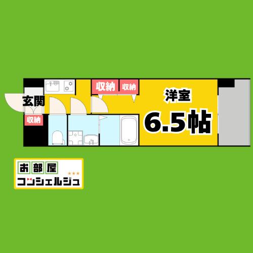 CREST TAPP 平安通(1K/6階)の間取り写真