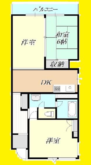カンノインビル(2LDK/3階)の間取り写真