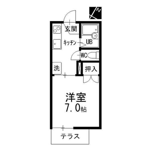 ヴィラ四谷(1K/1階)の間取り写真