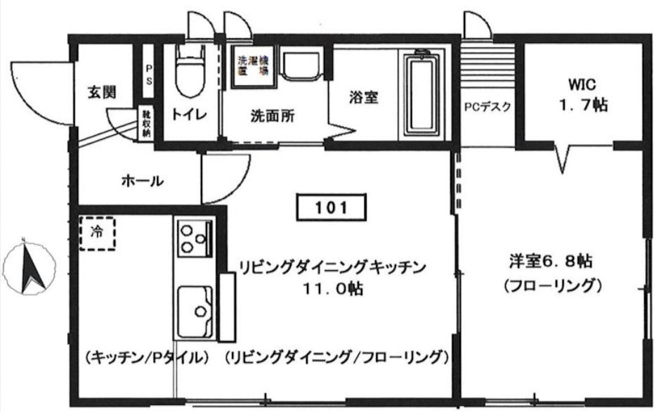 FOREST三鷹(1LDK/1階)の間取り写真