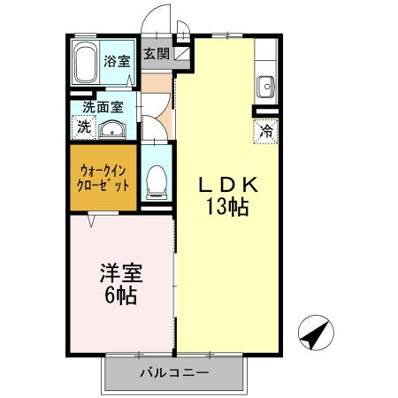 セジュール川南(1LDK/2階)の間取り写真