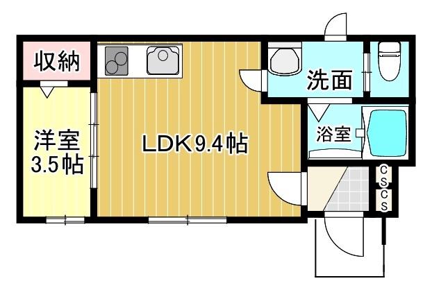 COURAGE(1LDK/1階)の間取り写真