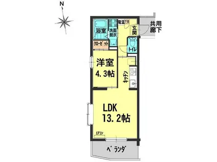 アリビオ富田(1LDK/3階)の間取り写真