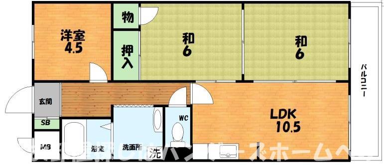 コーポ牧野(3LDK/5階)の間取り写真