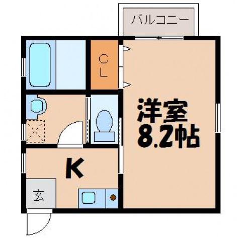 石原Lコート(1K/1階)の間取り写真