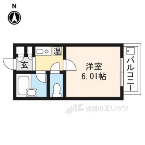 鳴滝グリーンハイツ(1K/2階)の間取り写真