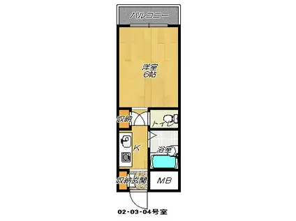 有馬パレス野崎(ワンルーム/3階)の間取り写真