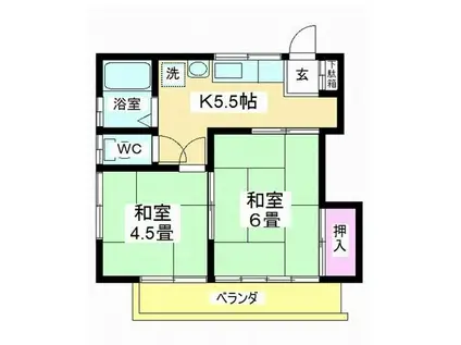 根本ハイツ(2K/2階)の間取り写真