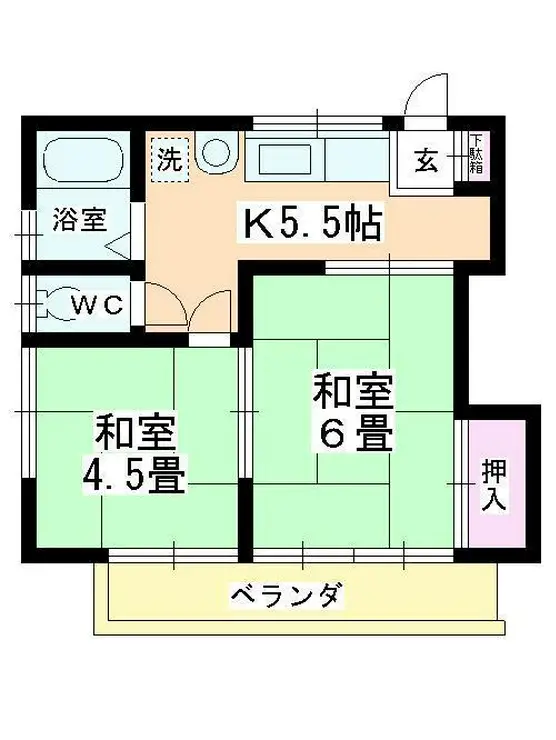 根本ハイツ 2階階 間取り