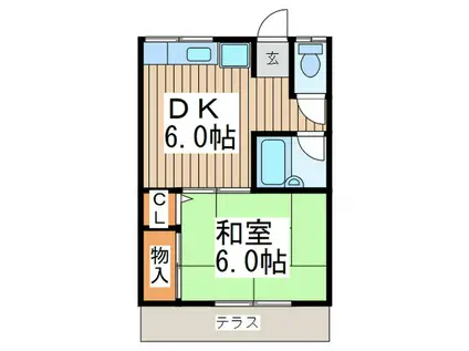 セイユウハイツIII(1DK/1階)の間取り写真