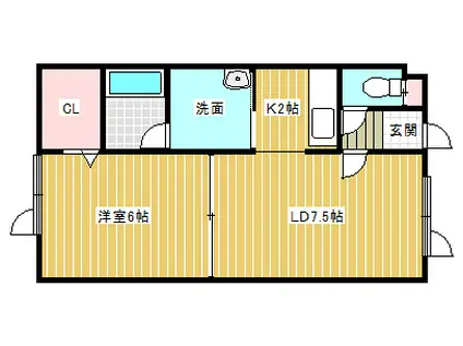 ベネッセIV(1DK/1階)の間取り写真