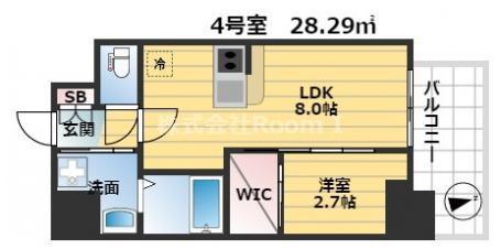 セレニテ天満橋アリア(1LDK/3階)の間取り写真