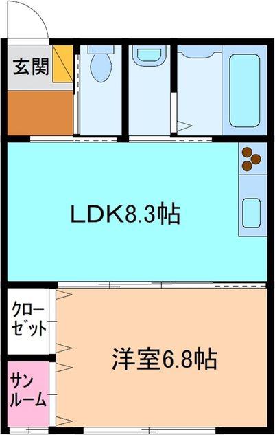 LIEN(1LDK/2階)の間取り写真