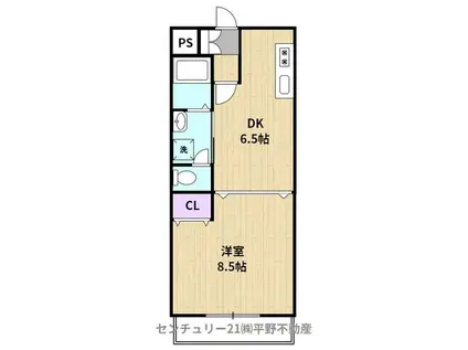 メディアハウスキャビン(1DK/1階)の間取り写真