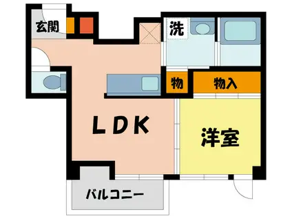 エヌズガーデン夙川(1LDK/2階)の間取り写真