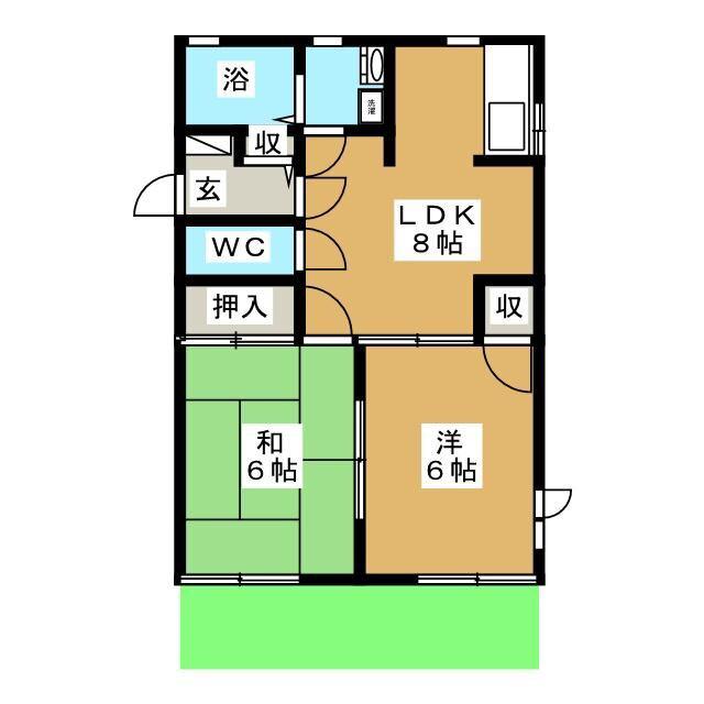 ヴィラハイツ(2DK/1階)の間取り写真