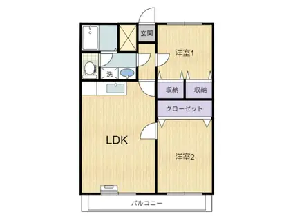 ガーデンハイツ 上宇部I(2LDK/3階)の間取り写真