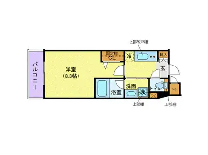 ハーモニーレジデンス品川高輪(1K/3階)の間取り写真