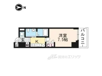 アクアプレイス京都洛南Ⅲ(1K/6階)の間取り写真