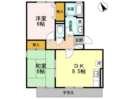 メルべーユ前田II(2DK/1階)の間取り写真