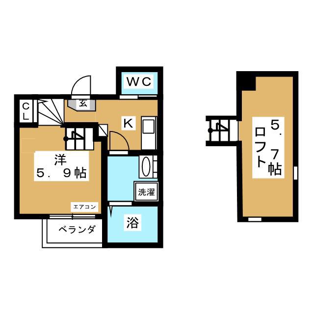 ロイヤルガーデン(1K/1階)の間取り写真
