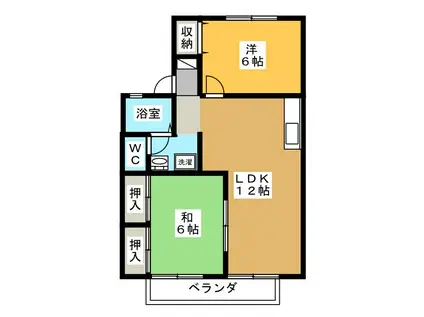 ASUKAハイツII(2LDK/2階)の間取り写真