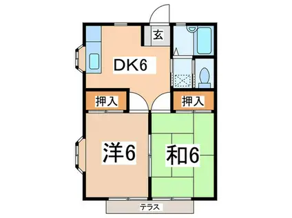 コーポ芹沢(2DK/1階)の間取り写真