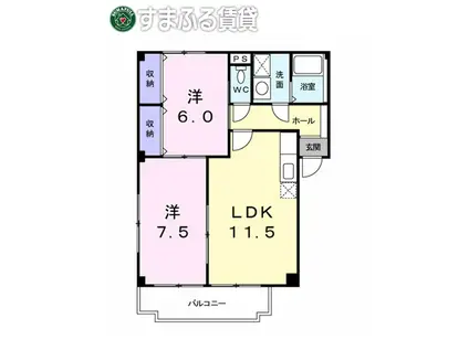 エスポワール永吉 II(2LDK/3階)の間取り写真