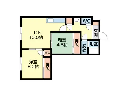 プラザマンション中島(2LDK/2階)の間取り写真