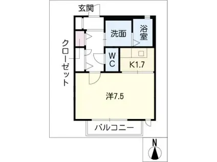 名鉄名古屋本線 東岡崎駅 徒歩12分 2階建 築17年(1K/1階)の間取り写真