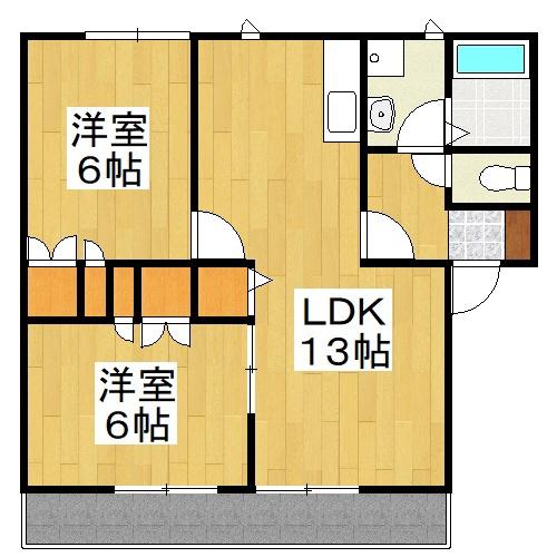 メゾン・タチバナB(2LDK/1階)の間取り写真