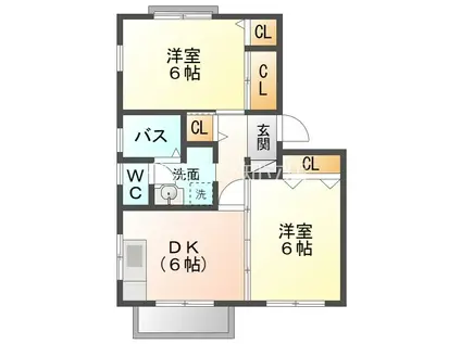 サンロード赤塚 B棟(2DK/2階)の間取り写真