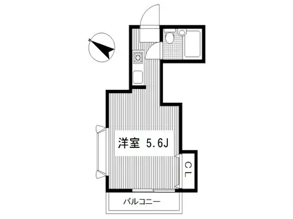 ピュア上野毛(1K/2階)の間取り写真