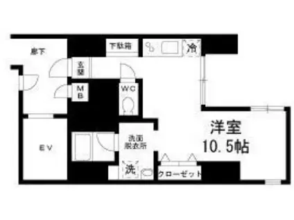 メルサーカワサキ(ワンルーム/1階)の間取り写真